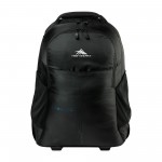 High Sierra Powerglide Pro Wheeled Backpack - Black with Logo