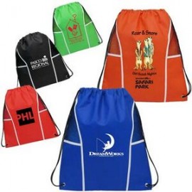 Non Woven Drawstring Backpack W/ Mesh Panels with Logo