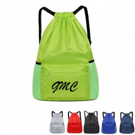 Drawstring Backpack with Zipper Pocket with Logo