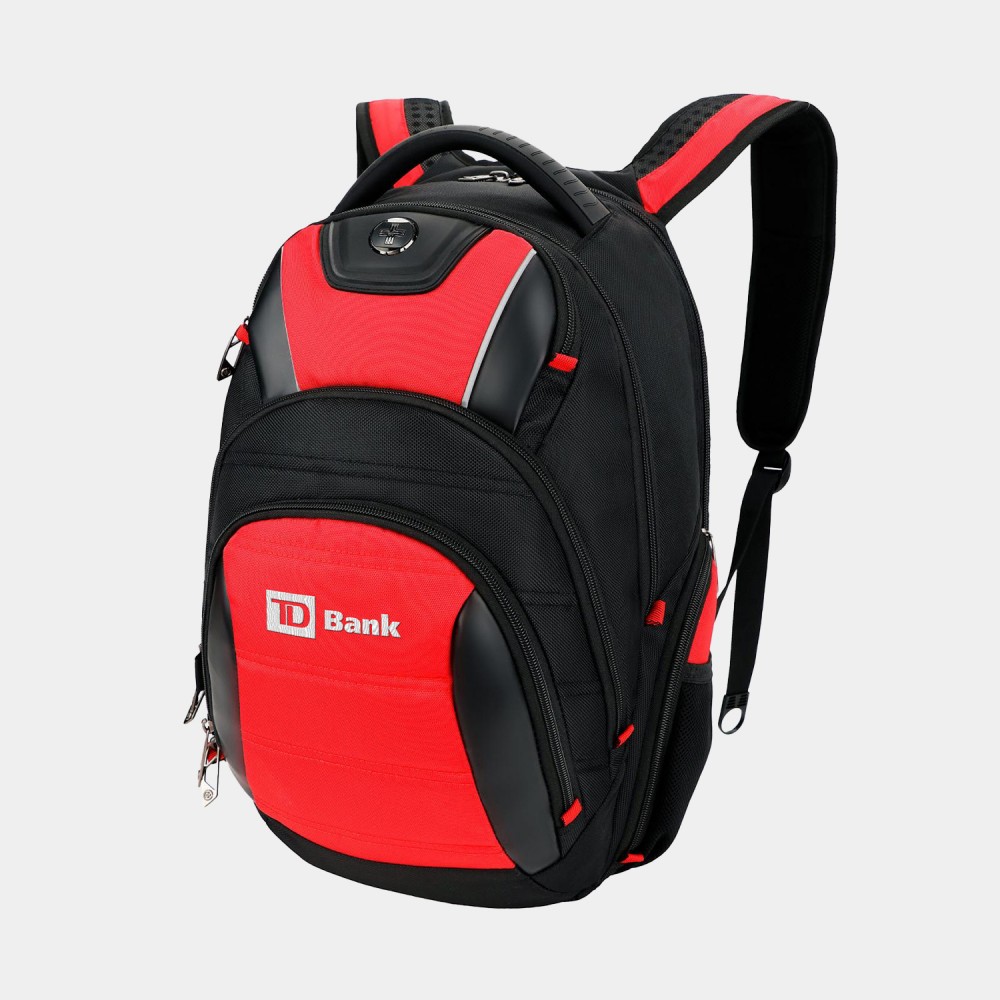 SwissDigital Antibacterial Large Travel RFID Protection Backpack with Logo