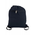 Premium Drawstring Backpack - 7 Oz Black Canvas (14 x 17) with Logo