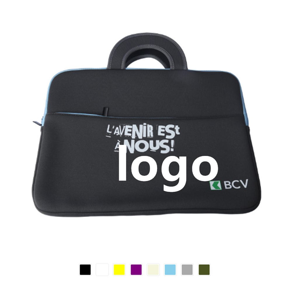 Neoprene Two Tone Laptop Bag With Zipper Closure with Logo
