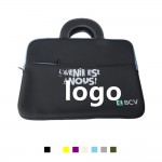 Logo Imprinted Neoprene Two Tone Laptop Bag With Zipper Closure
