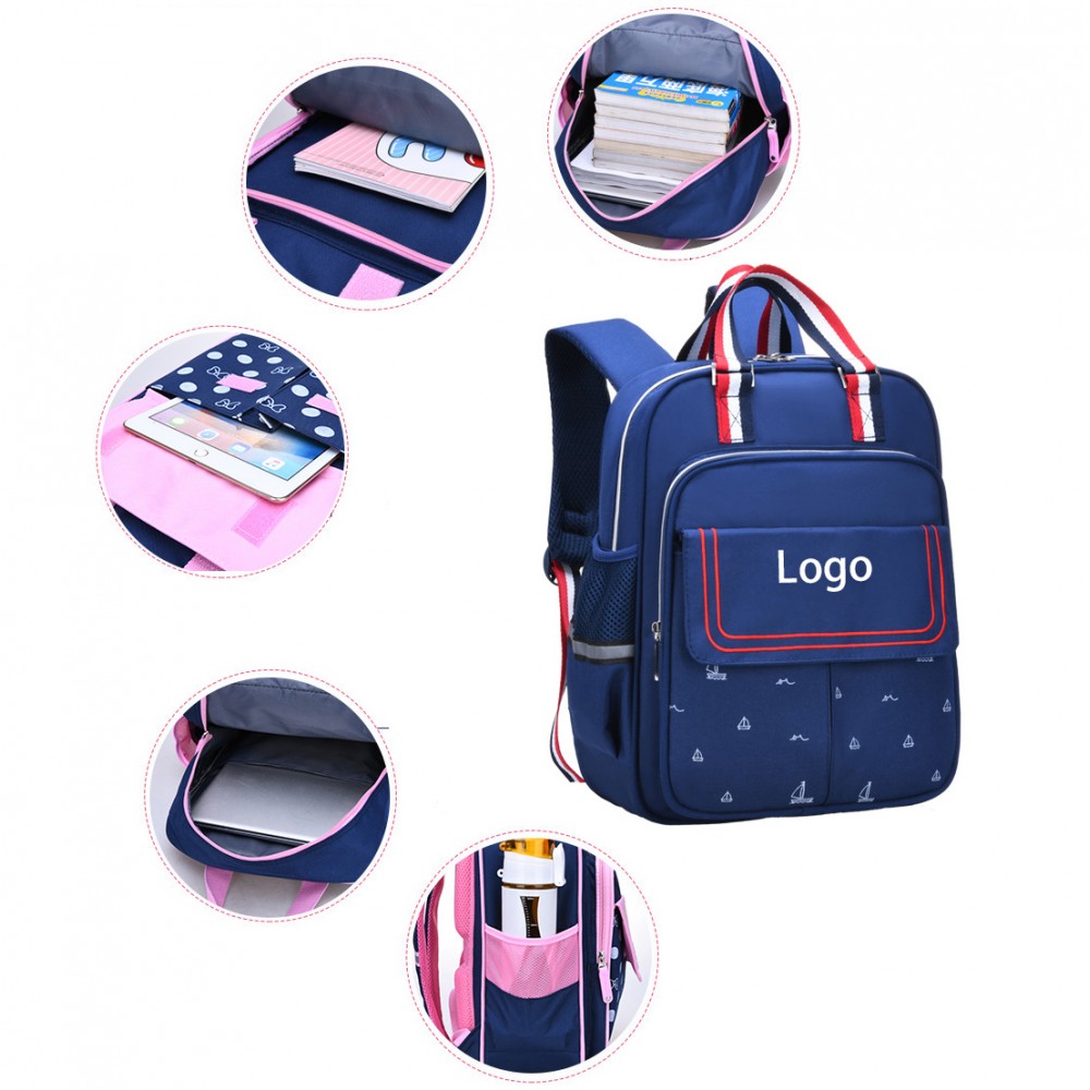 Waterproof Kids School Backpack with Reflective Strips with Logo