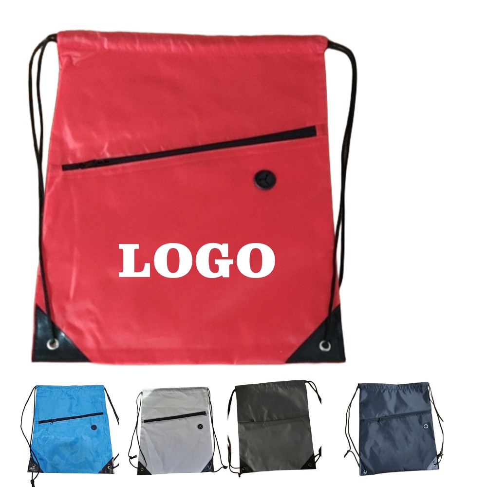 Custom Classic Polyester Drawstring Backpack With Zipper