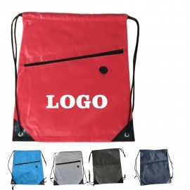 Classic Polyester Drawstring Backpack With Zipper with Logo Classic Polyester Drawstring Backpack With Zipper with Logo