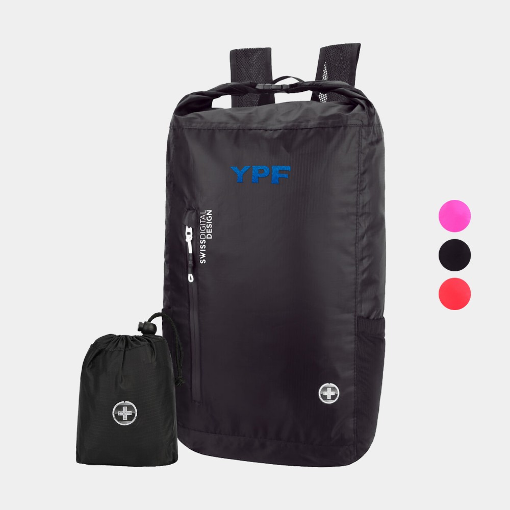 SwissDigital Goose Ultra Light Water Resistant Foldable Large Backpack with Logo