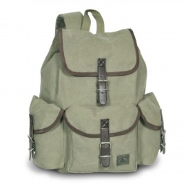 Everest Canvas Rucksack, Olive Green with Logo