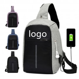 Personalized Anti Theft Reflective Sling Bag with USB Charging Port