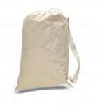 Custom Embroidered Heavy Canvas Drawstring Laundry Bag with Wide Shoulder Handle - Medium - Natural