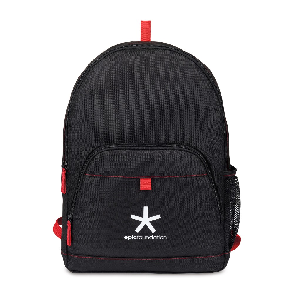 Logo Branded Repeat Recycled Poly Backpack - Red