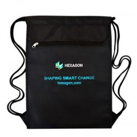 Custom 420D Polyester Drawstring Backpack Cinch Bag 14"x19"x3" with Logo