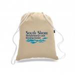ORGANIC Small Natural 100% Cotton Drawstring Backpack - 1 Color (14"x18") with Logo