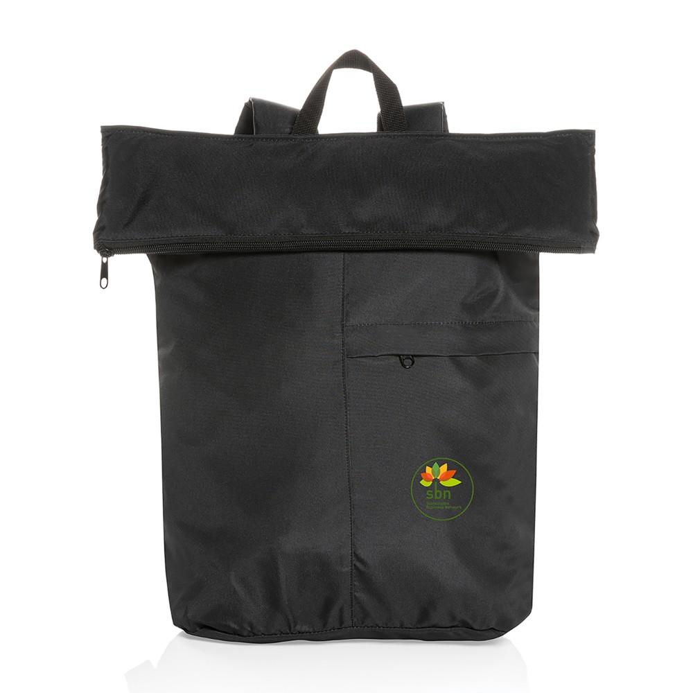Custom Dillon AWARE rPET Lightweight Foldable Backpack - Black