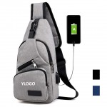 Anti-Theft Chest Bag With USB and Headphone Port with Logo