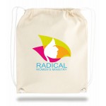 Logo Branded Natural Cotton Canvas Drawstring Backpack - Full Colo Transfer (15"x18")