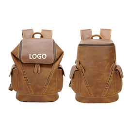 Custom Large Capacity Men's Leather Backpack  Custom Large Capacity Men