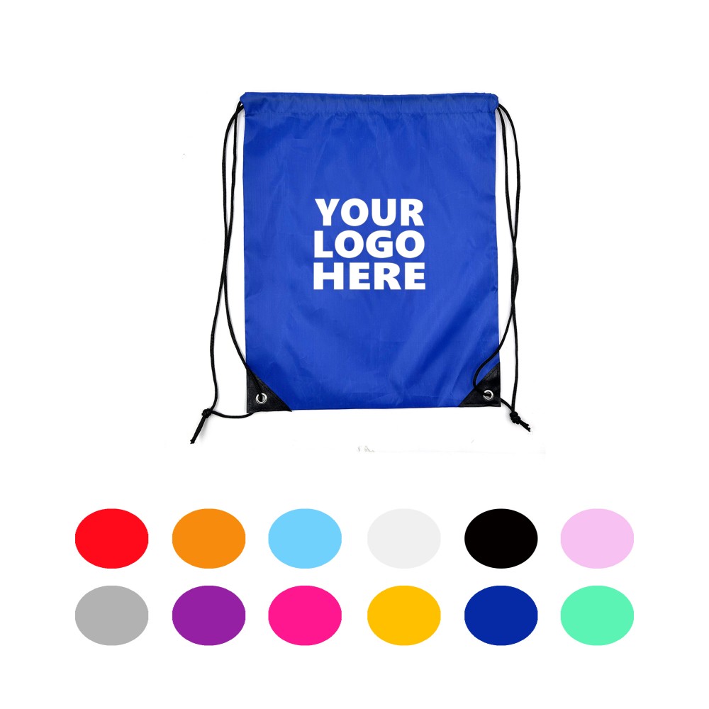 Logo Branded Classic Polyester Sports Drawstring Backpack
