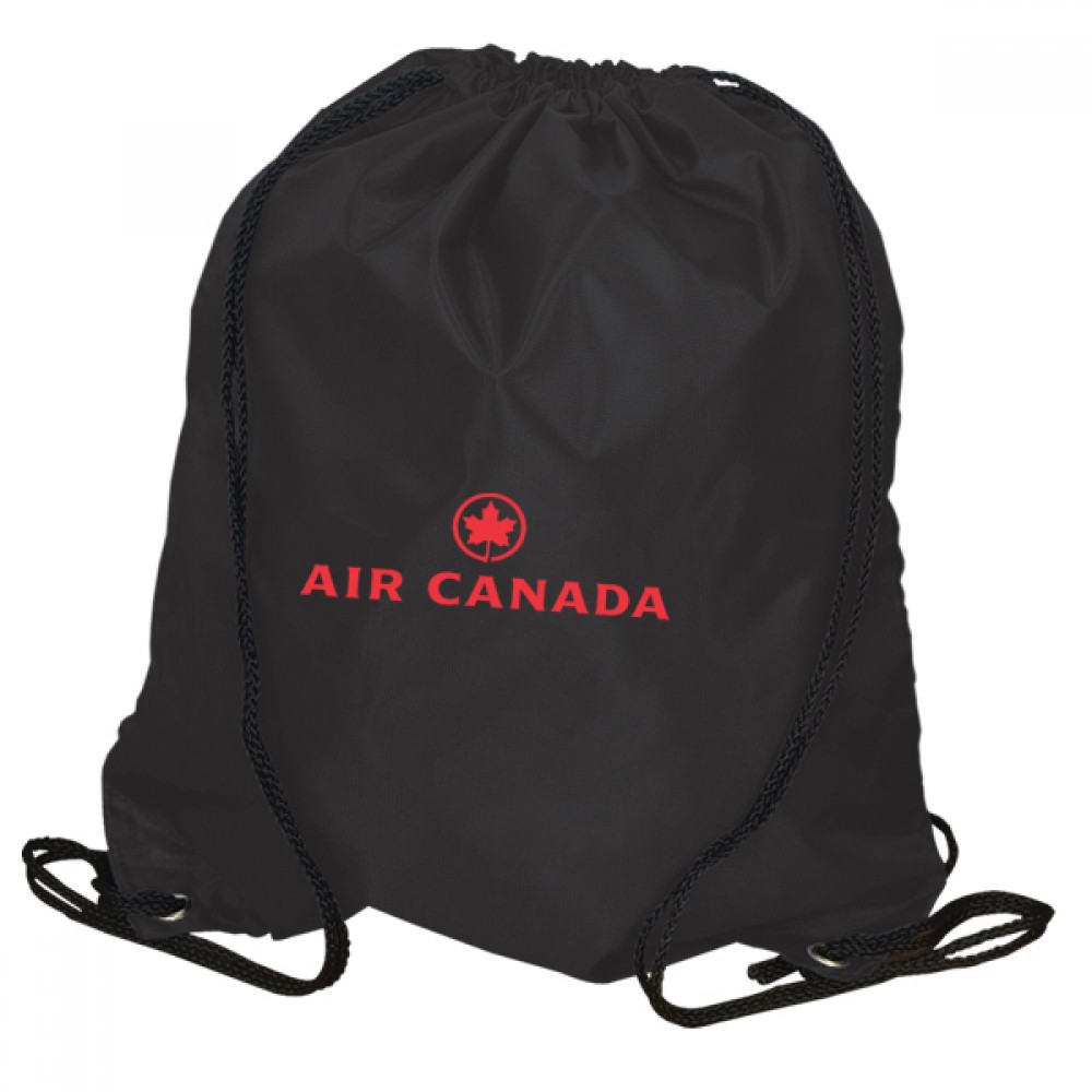 Drawstring Backpack: 420D Polyester with Logo Drawstring Backpack: 420D Polyester with Logo