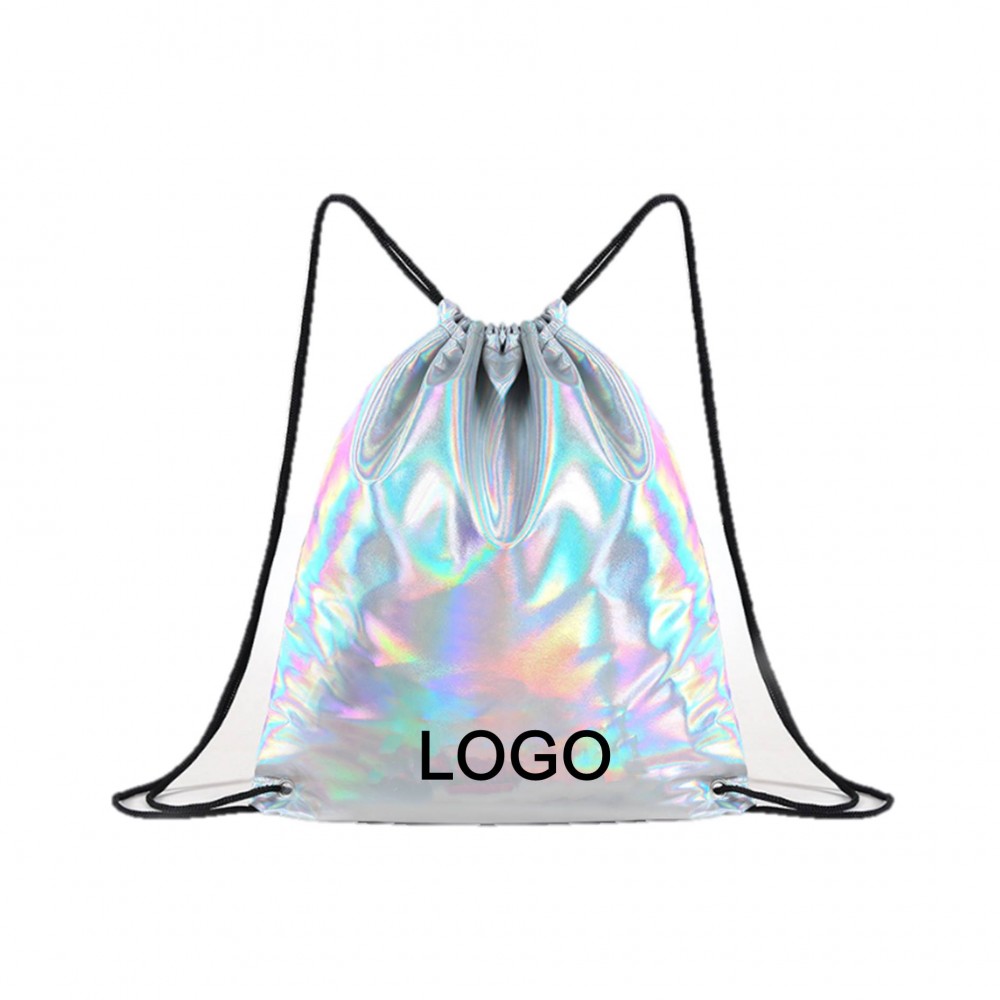 Holographic Laser PU Drawstring Backpack with Logo