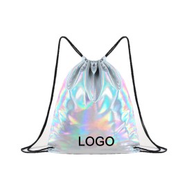 Holographic Laser PU Drawstring Backpack with Logo  Holographic Laser PU Drawstring Backpack with Logo