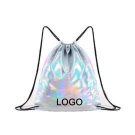 Holographic Laser PU Drawstring Backpack with Logo