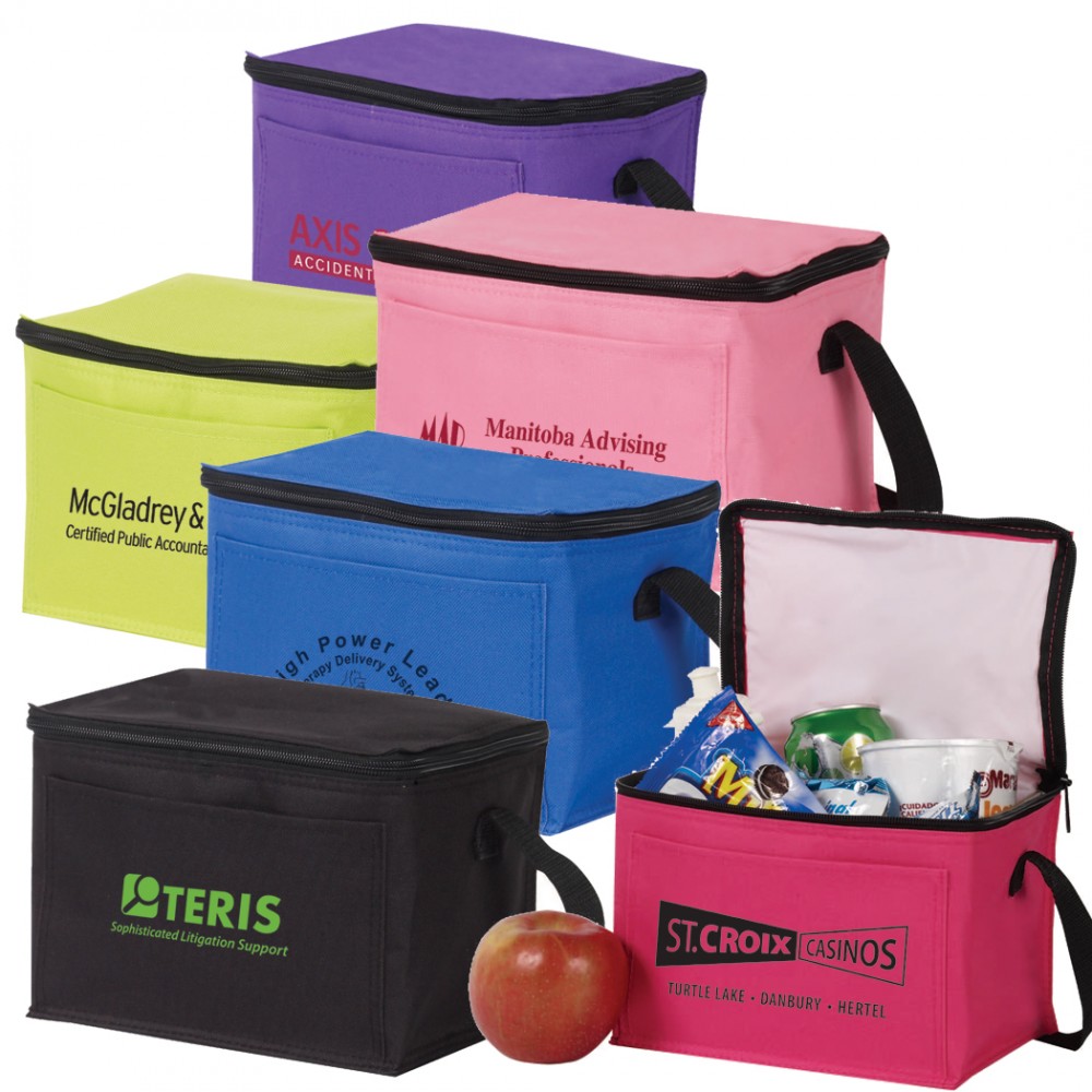 Logo Branded Poly 6 Can Lunch Cooler Bag Logo Branded Poly 6 Can Lunch Cooler Bag