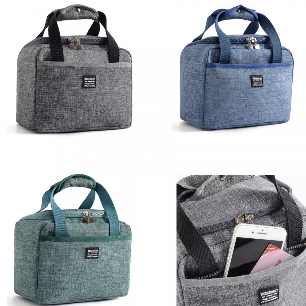 Logo Imprinted Heathered Non-Woven Cooler Lunch Bag
