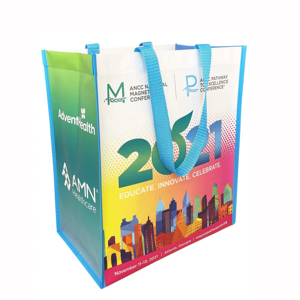 Promotional Full-Color Laminated Non-Woven Grocery Tote Bag 13"x15"x8" Promotional Full-Color Laminated Non-Woven Grocery Tote Bag 13"x15"x8"