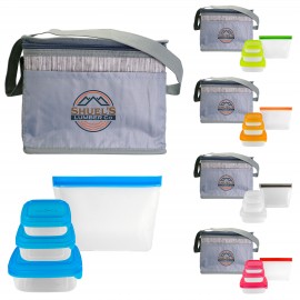 Gray Graph Portion Control Reusable Lunch Set with Logo
