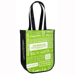 Custom Embroidered Laminated Non-Woven Round Cornered Lululemon Style Promotional Gift Bag  9"x12"x4.5"
