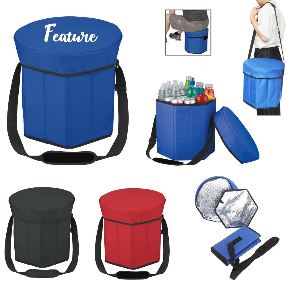 Personalized Portable Folding Hexagon Cooler Seat Ice Bag Chair
