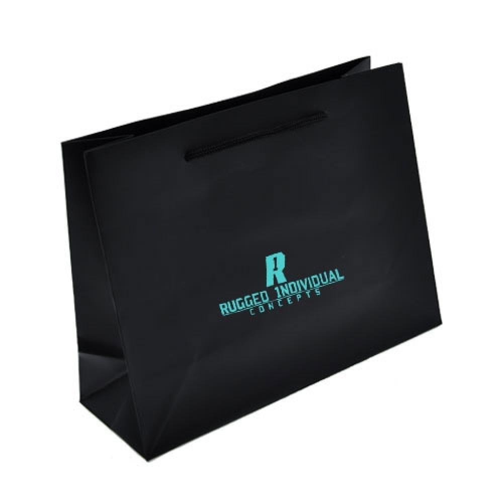 Custom Printed Ink Imprinted Matte Eurotote Bag (9"x3 1/2"x7") (Black) Custom Printed Ink Imprinted Matte Eurotote Bag (9"x3 1/2"x7") (Black)