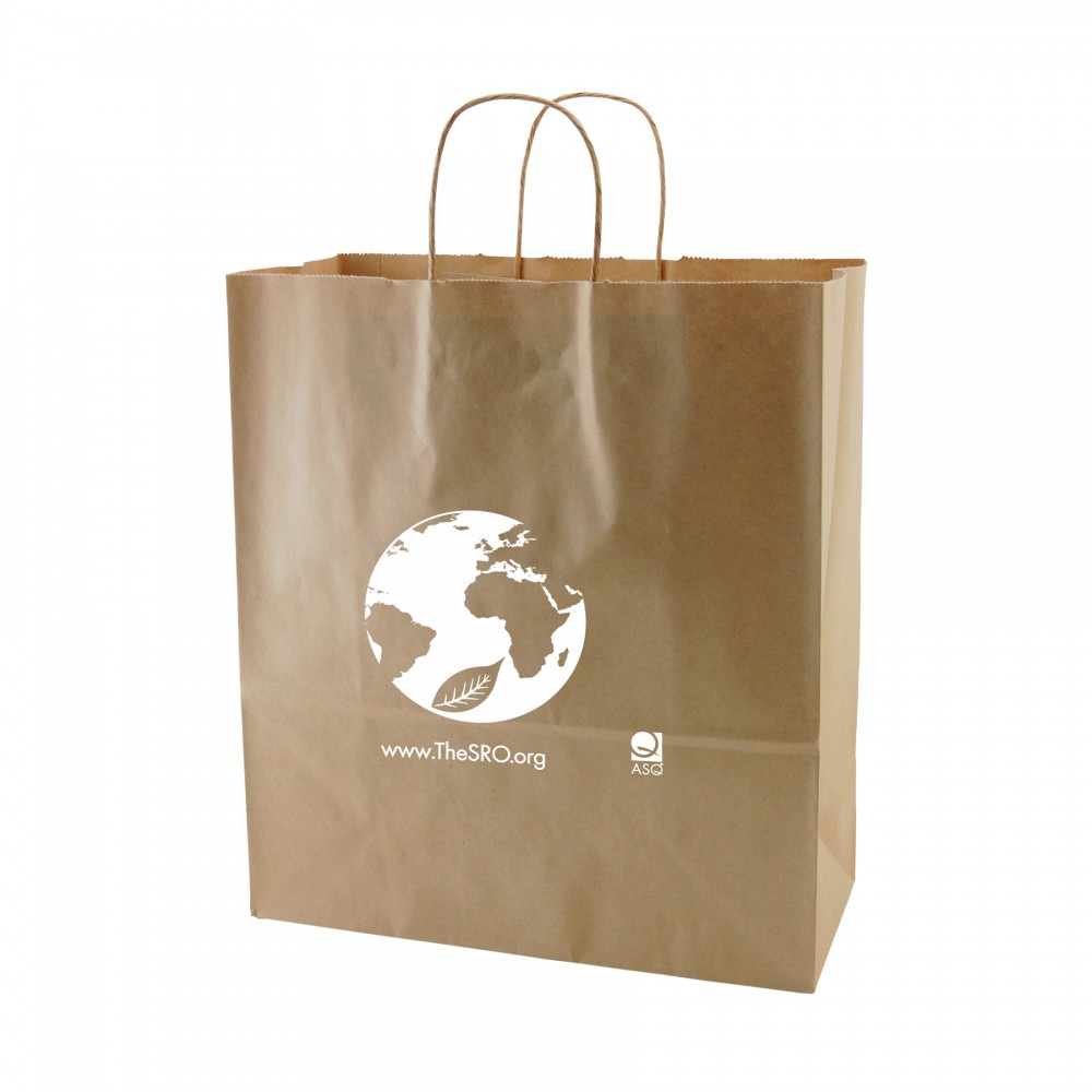 Custom Printed Natural Kraft Shopping Bag (13"x6"x16")