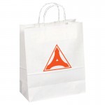 Logo Imprinted White Kraft Paper Shopping Bag (10"x7 12")