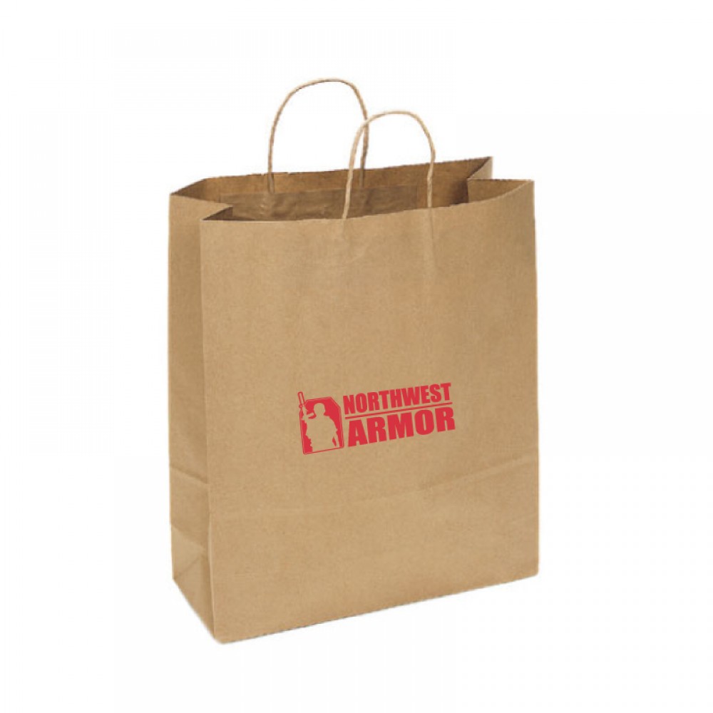 Recycled Tan Kraft Paper Shopping Bag (18"x7"x18") Logo Imprinted