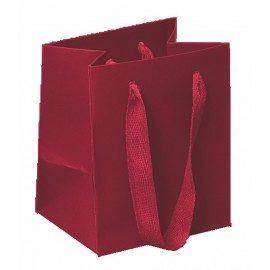 Process Printed Cotton Twill Ribbon Euro Tote Bag (Red) (5"x4"x6") Logo Imprinted