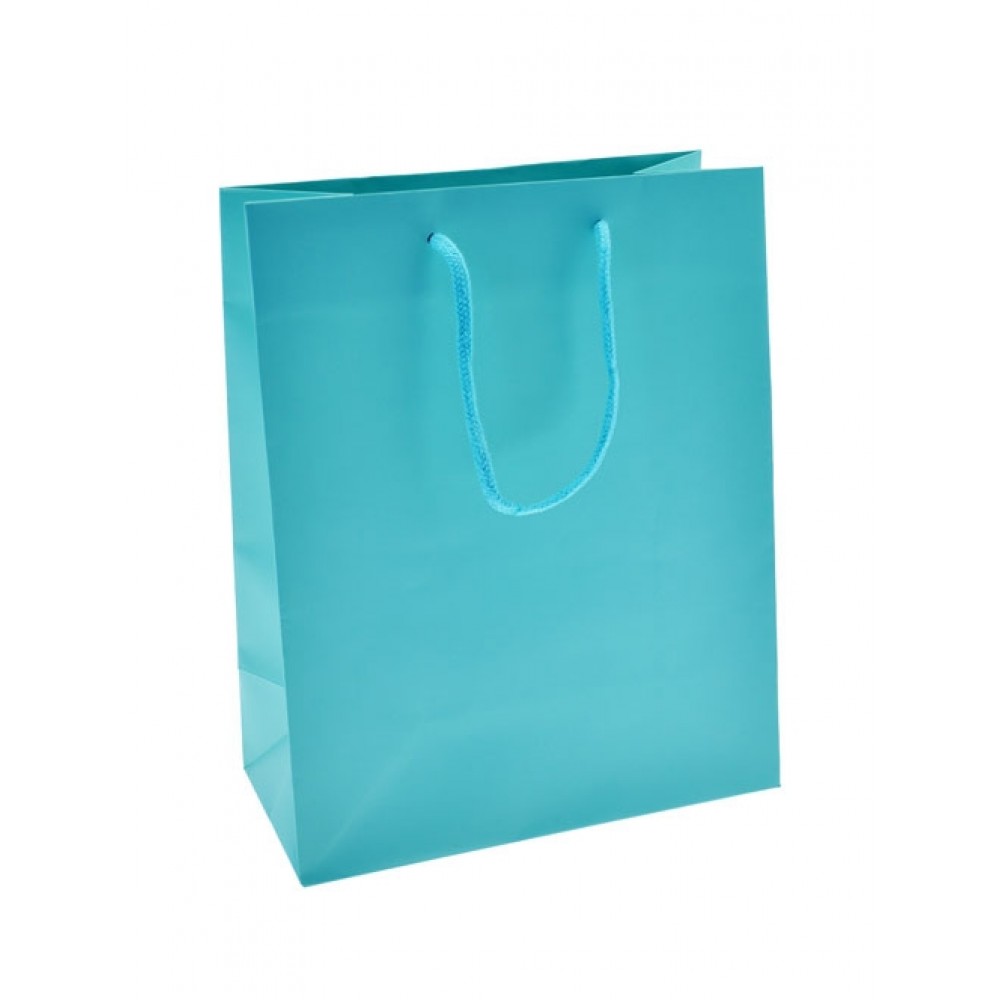 Matte Finish Eurotote Bag (8"x4"x10") (Aqua Blue) Logo Imprinted Matte Finish Eurotote Bag (8"x4"x10") (Aqua Blue) Logo Imprinted