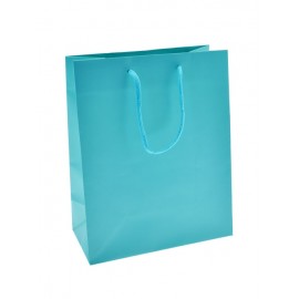 Matte Finish Eurotote Bag (8"x4"x10") (Aqua Blue) Logo Imprinted
