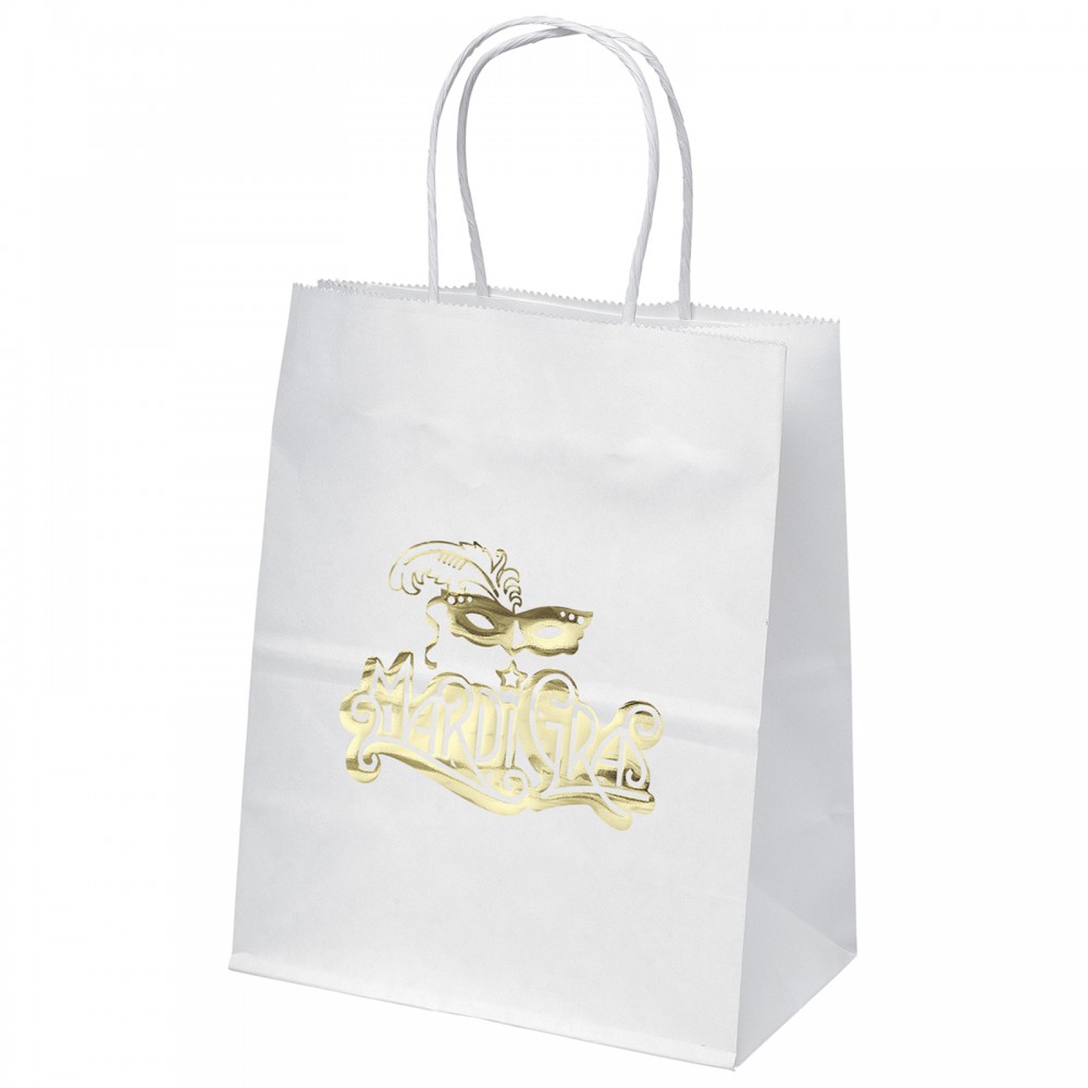 Mini White Shopper Bag (Foil) Custom Imprinted