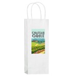 Custom Imprinted White Kraft Paper 1-Bottle Wine Tote Bag w/ Full Color (5.75"x3.5"x12.5") - Color Evolution
