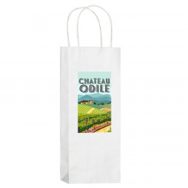 White Kraft Paper 1-Bottle Wine Tote Bag w/ Full Color (5.75"x3.5"x12.5") - Color Evolution Custom Imprinted  White Kraft Paper 1-Bottle Wine Tote Bag w/ Full Color (5.75"x3.5"x12.5") - Color Evolution Custom Imprinted