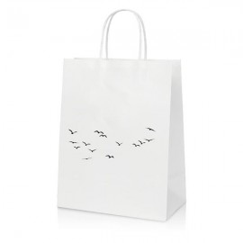 Custom Imprinted White Kraft Paper Bag - Large  Custom Imprinted White Kraft Paper Bag - Large