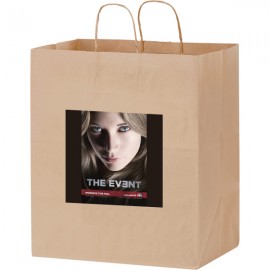 Paper Shopping Bag 14.5x9x16.25 Natural Kraft Printed Four Color Process Custom Imprinted