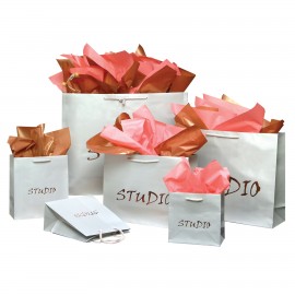 Matte Chrome Traditional Shape Paper Euro Tote (8"x4"x9") Custom Printed  Matte Chrome Traditional Shape Paper Euro Tote (8"x4"x9") Custom Printed