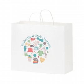 White Kraft Shopper with Full Color Digital Print (16 x 6 x 12) Custom Imprinted  White Kraft Shopper with Full Color Digital Print (16 x 6 x 12) Custom Imprinted