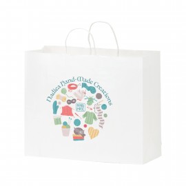 White Kraft Shopper with Full Color Digital Print (16 x 6 x 12) Custom Imprinted