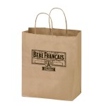 Logo Imprinted Natural Kraft Paper Shopper Tote Bag (8 1/4"x4 3/4"x10 1/4")