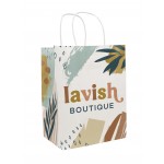 8.5" x 10.25" x 5" Full Color White Handle Shopper Paper Bags Logo Imprinted