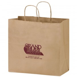 Custom Imprinted Natural Kraft Paper Carry-Out Bag (13"x7"x12 3/4")